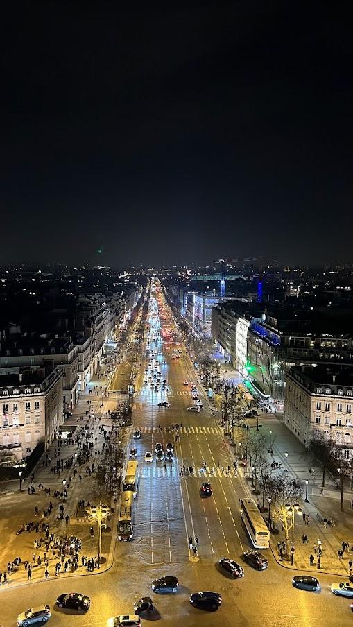 Night View of Paris from Arc de Triomphe Etoile